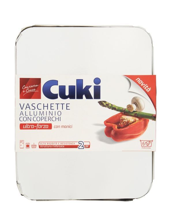 CUKI Vaschette Alluminio Con Coperchio 6 Porzioni - 2 Pezzi 