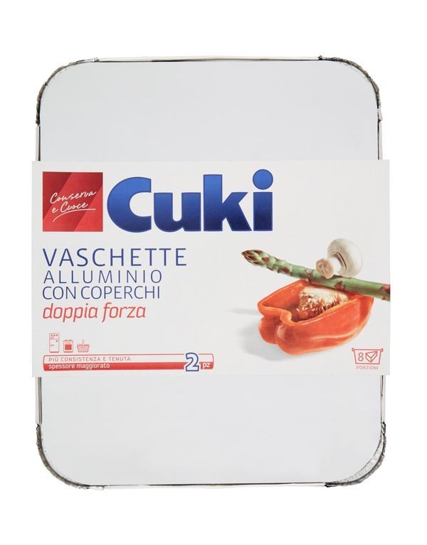 CUKI Vaschette Alluminio Con Coperchio 8 Porzioni - 2 Pezzi 