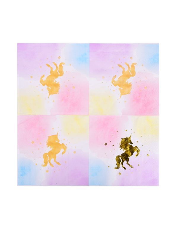 Themenparty-Artikel Einhorn Servietten 33X33Cm