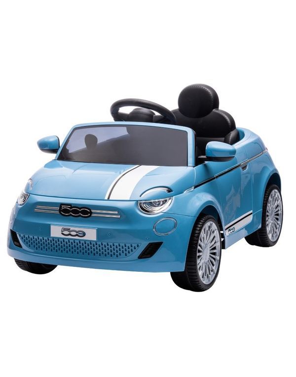 Auto Elettrica Per Bambini Fiat 500e Azzurra Con Telecomando 97,5X54X32Cm 