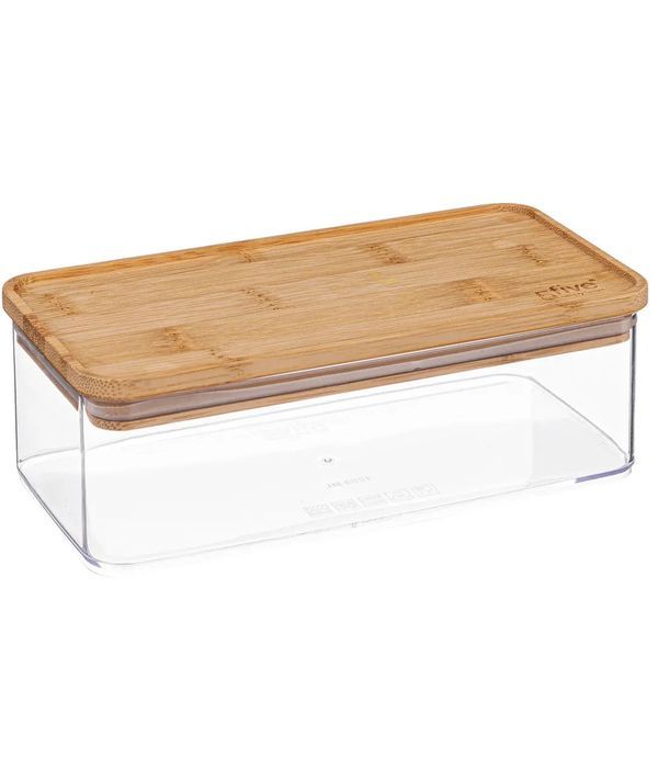 Organizer Cucina In Plastica Con Tappo In Bamboo Eske Rettangolare 1L