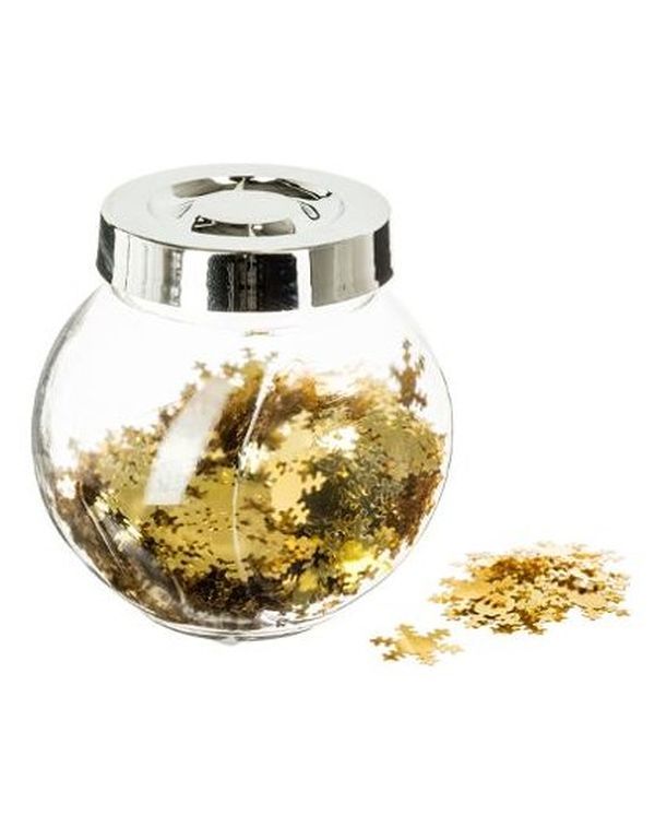 Barattolo Natalizio Con Confetti Assortiti Oro