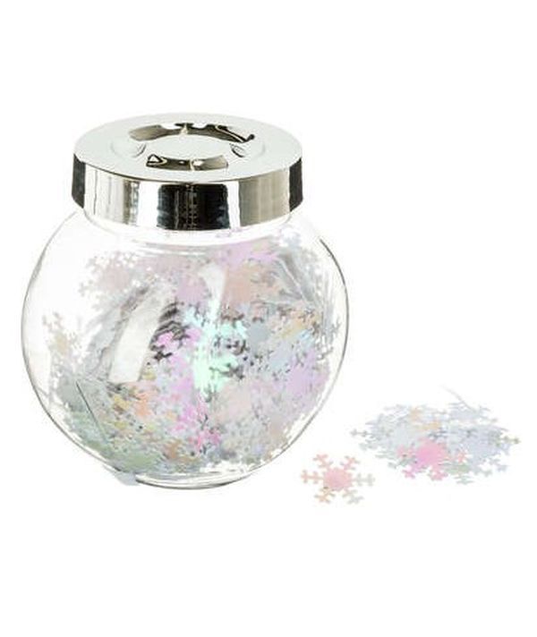 Barattolo Natalizio Con Confetti Assortiti Bianchi