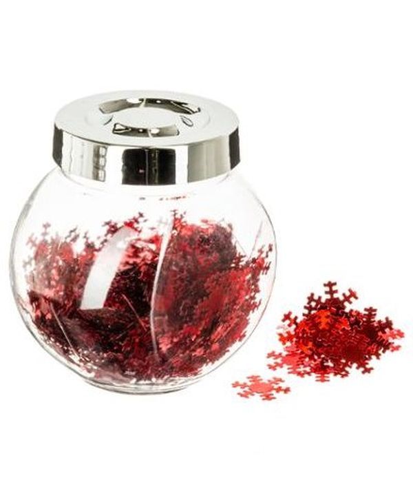 Barattolo Natalizio Con Confetti Assortiti Rossi