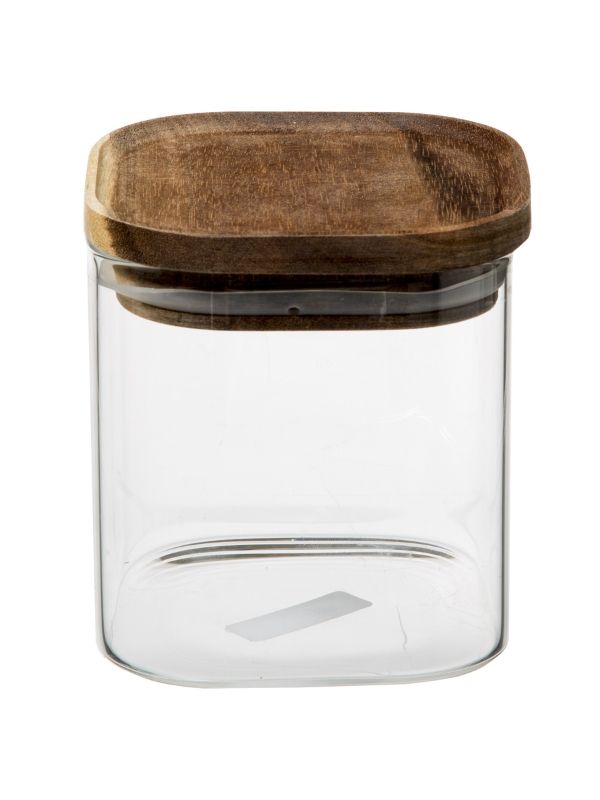 Barattolo Quadrato Hermet 0,6 L Vetro E Acacia Vetro E Acacia 0,6l