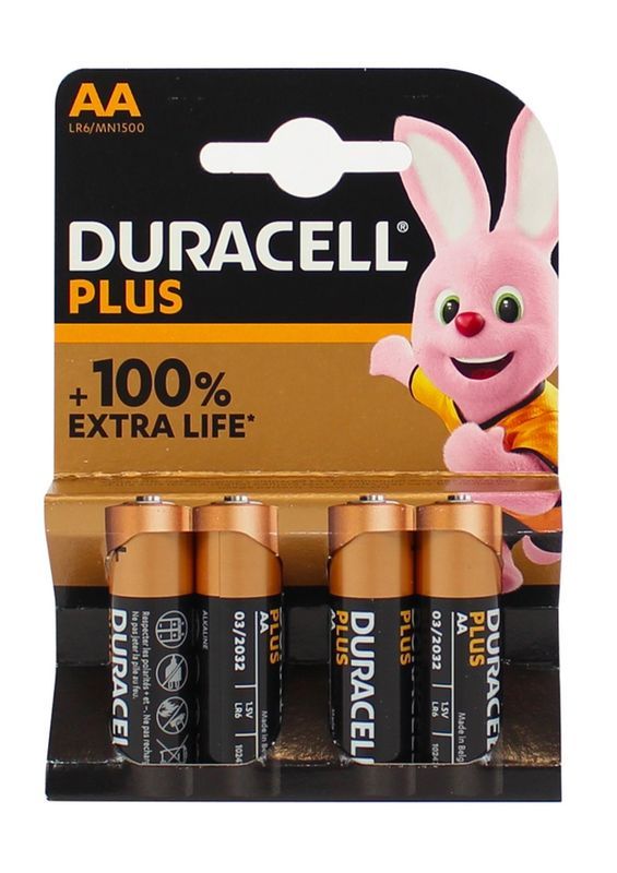 DURACEL Piles Plus AA MN1500 Stilo Blister 4 Pièces