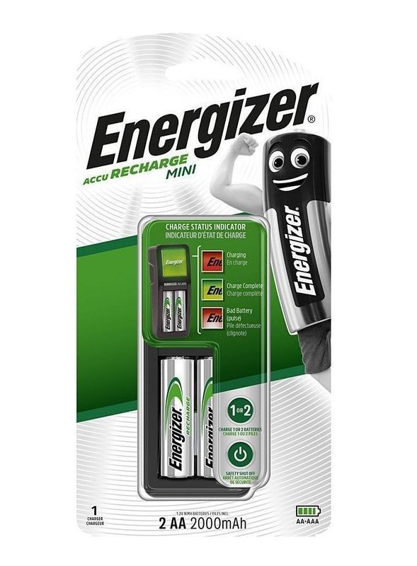 ENERGIZER Mini Caricabatterie Portatile Per 2 Pile - 2 Batterie AA Incluse