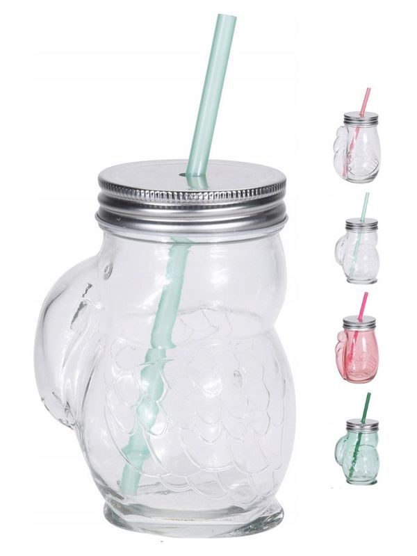 Gobelet En Verre Avec Bouchon Et Paille 450Ml