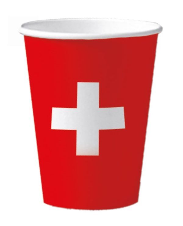 Gläser Mit Schweizer Flagge - 6 Stücke