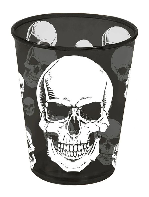 Plastik Halloween Glas mit Totenkopf 9X10Cm