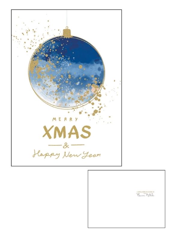 Frohe-Weihnachts-Karte Mit Goldfolie Und Prägung Blaue Kugel