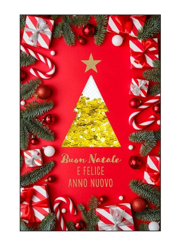 Frohe-Weihnachts-Karte Mit Pailletten Baum