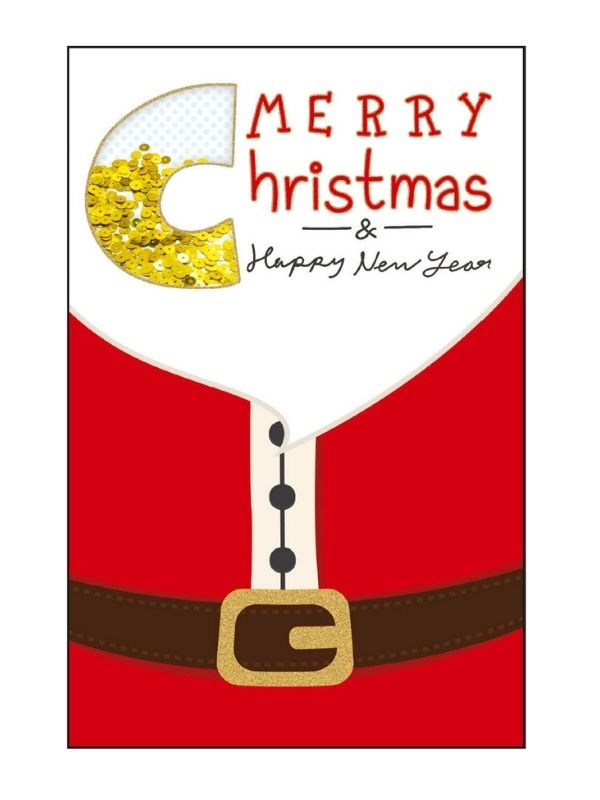 Frohe-Weihnachts-Karte Mit Pailletten Weihnachtsmann