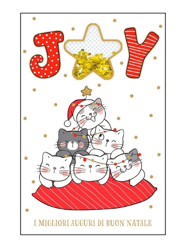 Frohe-Weihnachts-Karte Mit Pailletten Katzen