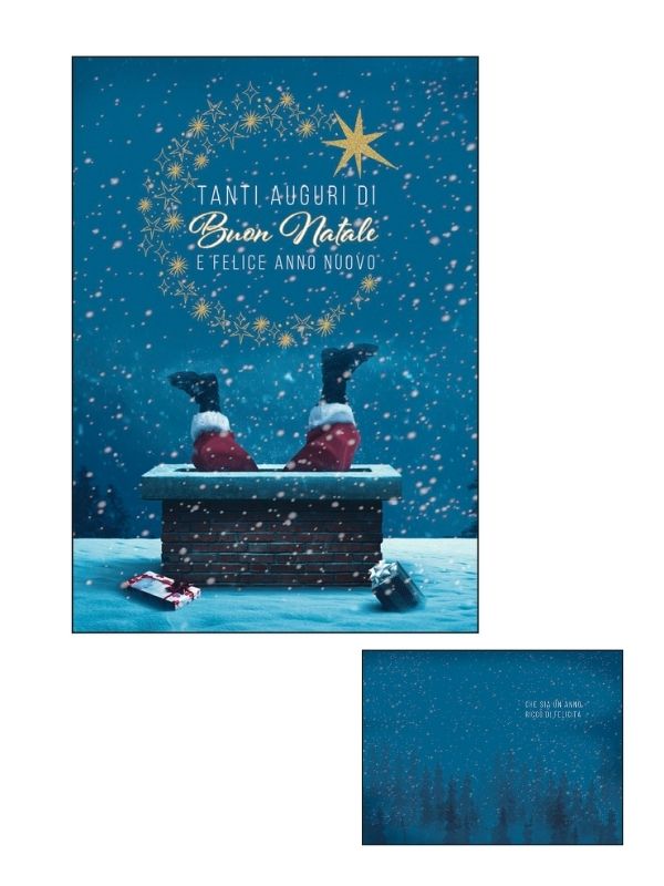 Frohe-Weihnachts-Karte Mit Folie Gold Kamin