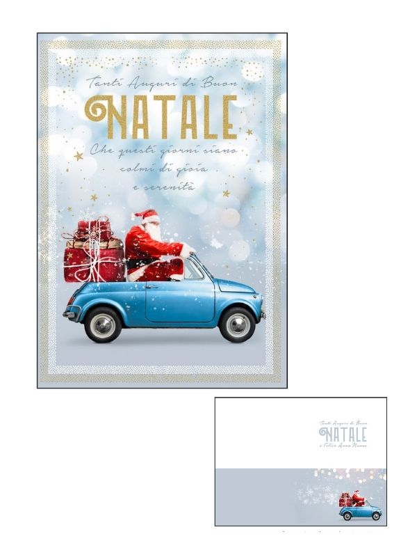 Frohe-Weihnachts-Karte Mit Folie Gold Weihnachtsmann