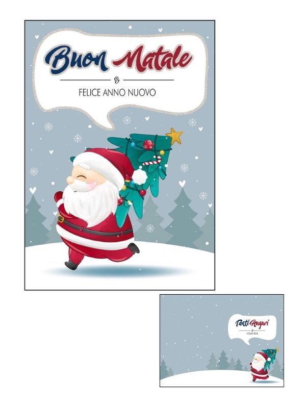 Frohe-Weihnachts-Karte Mit Holografischer Folie Weihnachtsmann