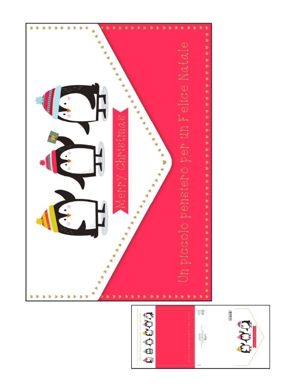 Frohe Weihnachtskarte Mit Folie Gold Pinguine