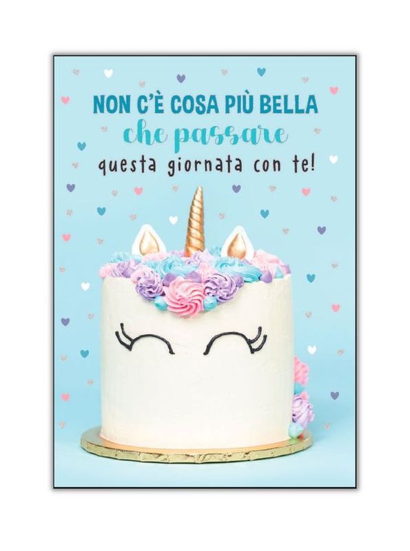 Biglietto Di Buon Compleanno - Torta Unicorno - Da Moreno