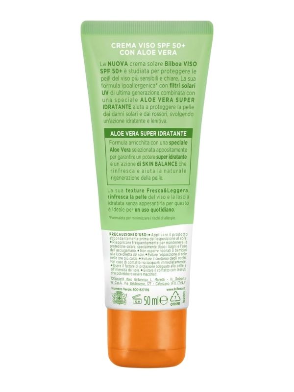 BILBOA Aloe Sensitive Spray De Protection Solaire Pour Le Visage SFP 50+ 50Ml