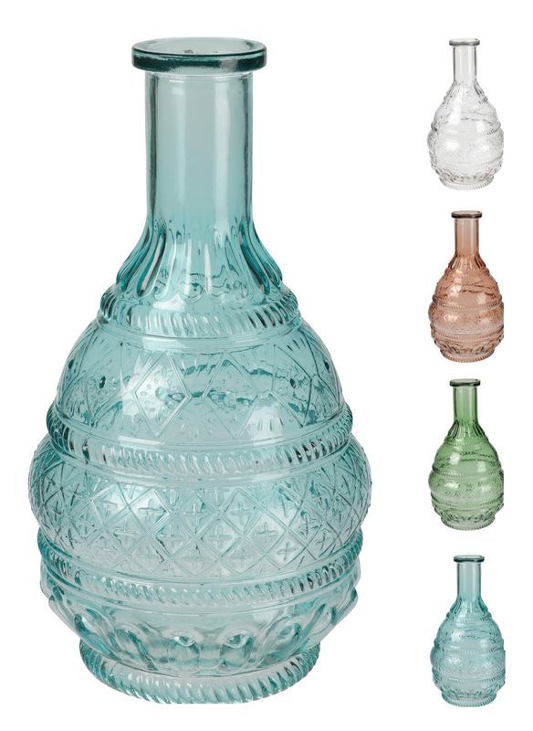 Glasflasche Mit Relief 22Cm