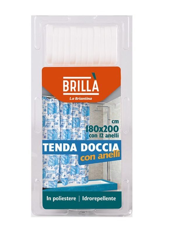 Tenda Doccia Con Anelli 180X200Cm