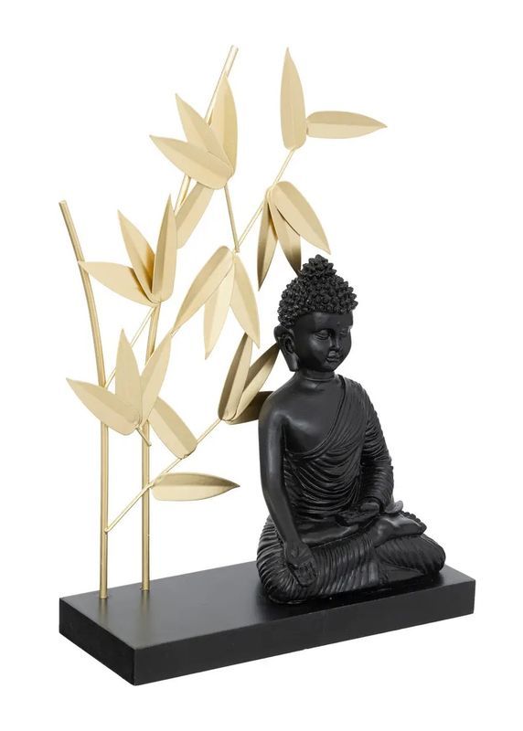 Buddha-Deko Aus Holz Und Harz 31Cm