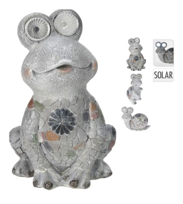 Animal En Résine Avec Lumière Solaire 14Cm