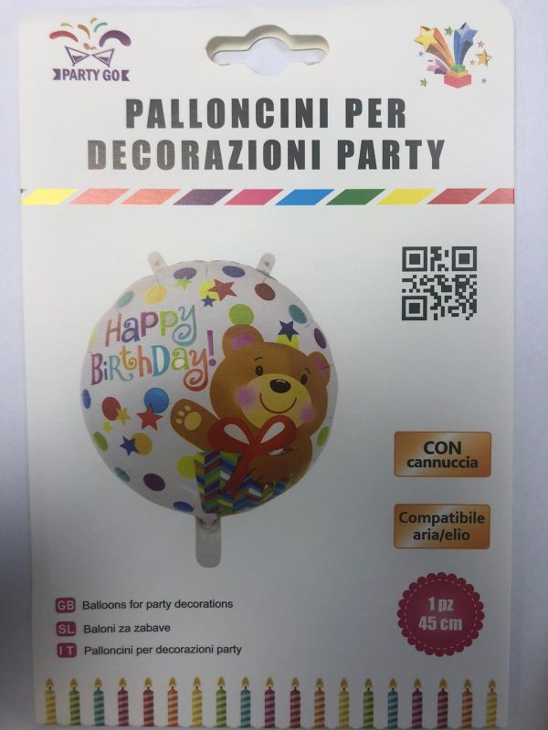 PALLONCINO FOIL HAPPY BIRTHDAY ORSETTO 45cm