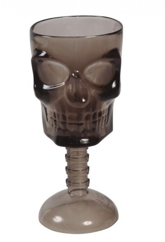 Bicchiere Di Halloween Con Teschio Nero Trasparente 18Cm