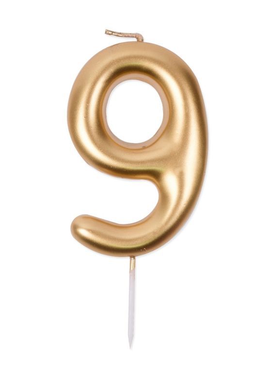 Bougie D'Anniversaire N. 9 Or 6Cm