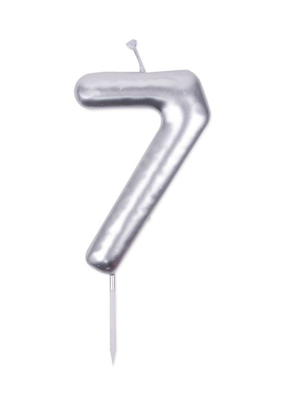 Bougie D'Anniversaire N. 7 Argent 6Cm