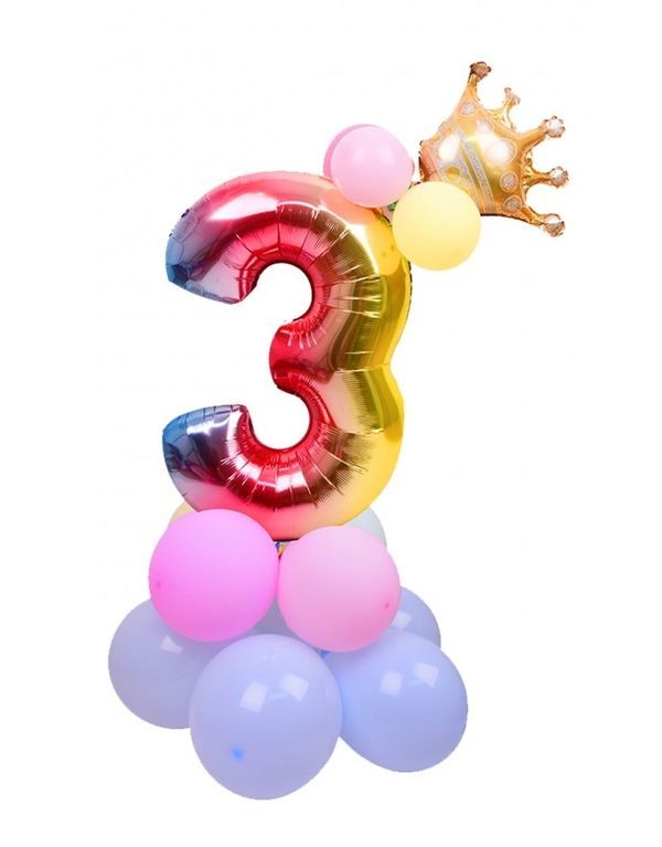 Arrangement De Ballons D'Anniversaire N. 3 Rainbow 115Cm