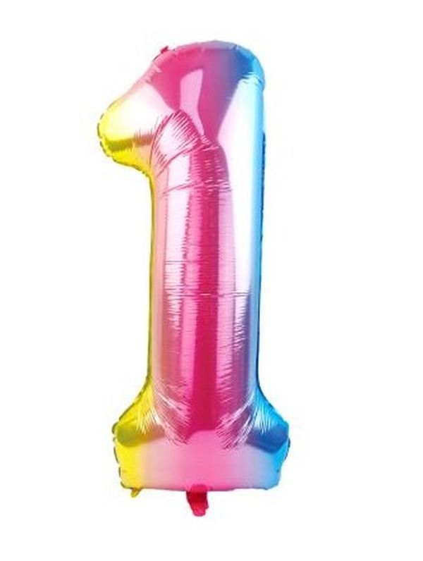 Palloncino Di Compleanno N. 1 Rainbow 110Cm
