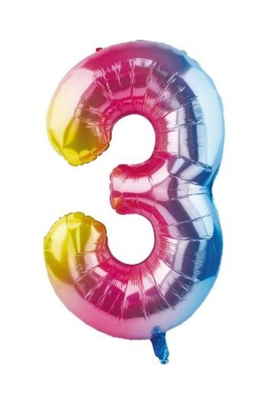 Ballon D'Anniversaire N. 3 Rainbow 110Cm