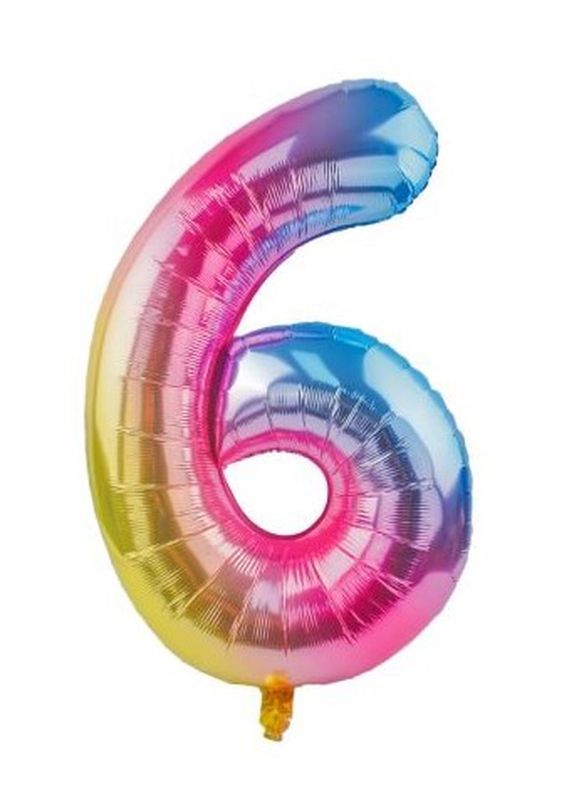 Ballon D'Anniversaire N. 6 Rainbow 110Cm
