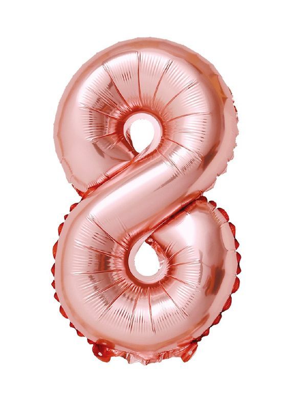 Ballon D'Anniversaire N. 8 Or Rose 110Cm