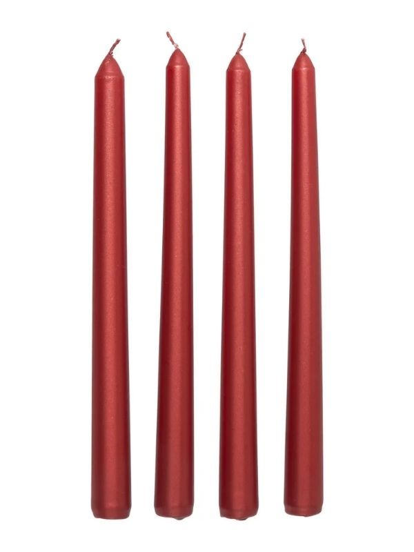 Dekorative Weihnachtskerze Rot Satiniert 4 Stücke 192G