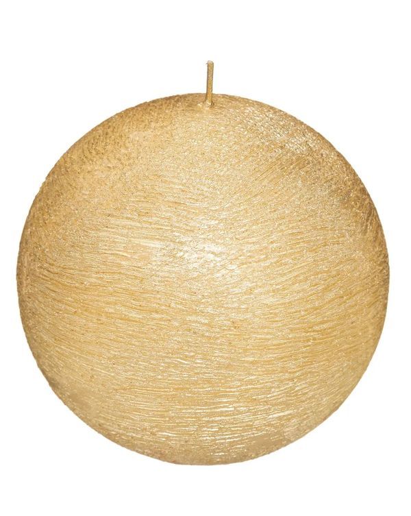 Candela Natalizia Rotonda Effetto Spazzolatura Oro 10Cm