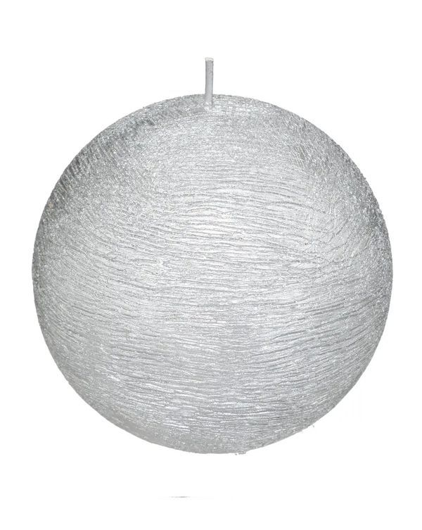 Candela Natalizia Rotonda Effetto Spazzolatura Argento 10Cm