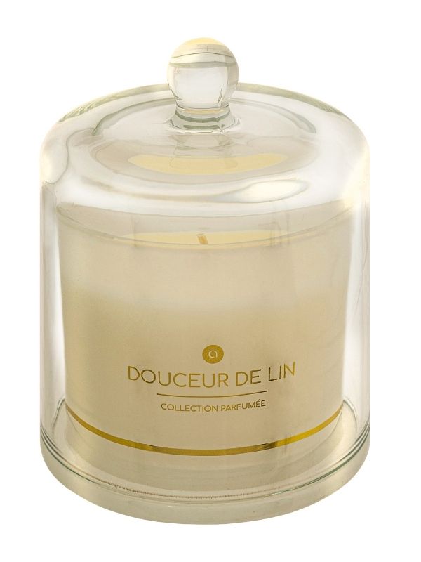 Bougie Parfumée Déco Avec Cloche En Verre Ilea Fleur De Lin 240G