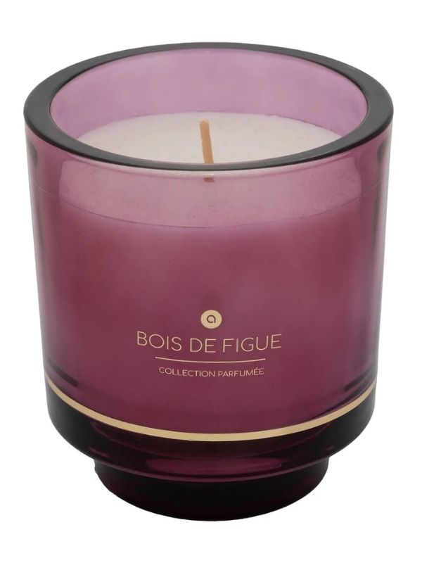 Bougie Parfumée Déco Avec Vase En Verre Coloré Ilea Bois De Figuier 225G