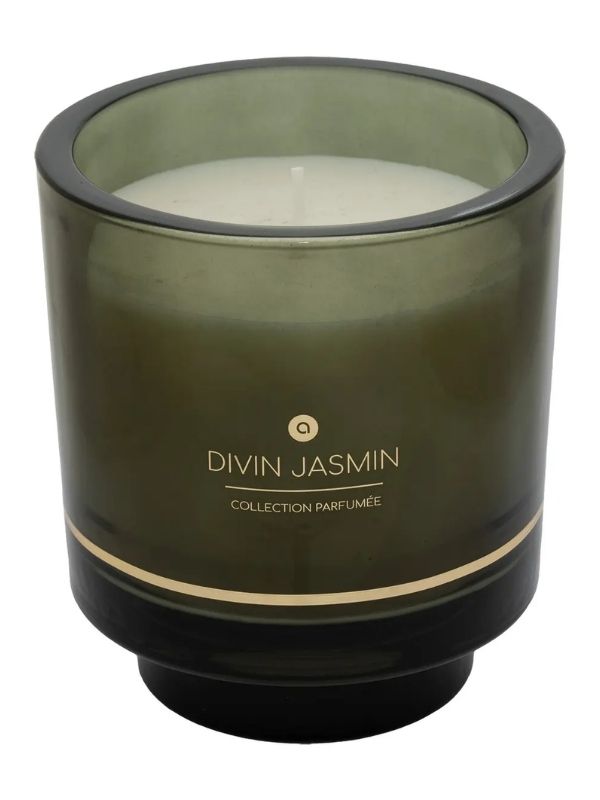 Bougie Parfumée Déco Avec Vase En Verre Coloré Ilea Jasmin 225G
