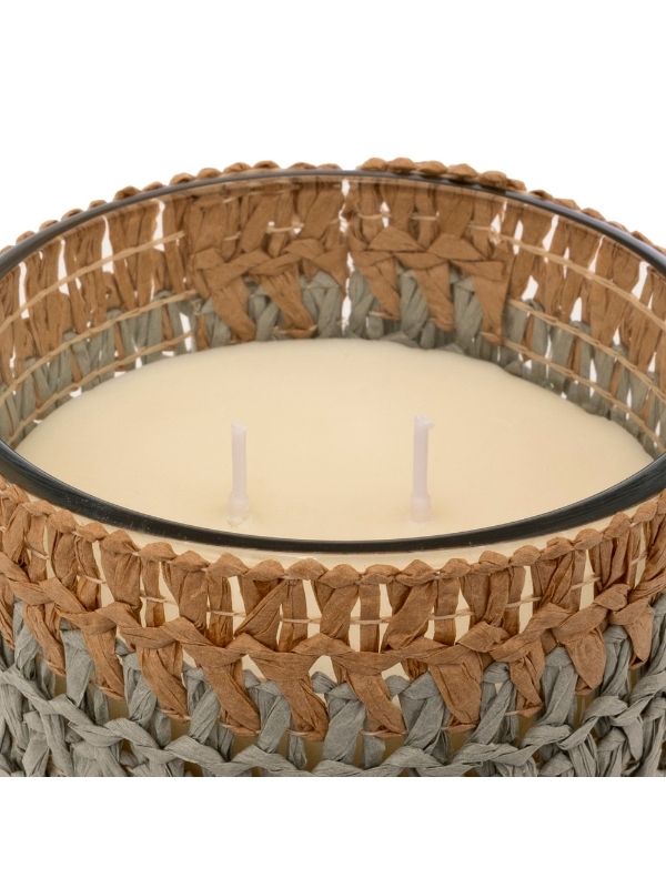 Bougie Parfumée En Verre Et Fibres Naturelles Zaya Ambre 470G