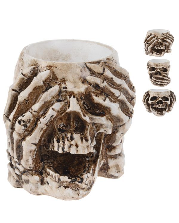 Deco Halloween Porta Candela Teschio 9X8Cm - Assortito