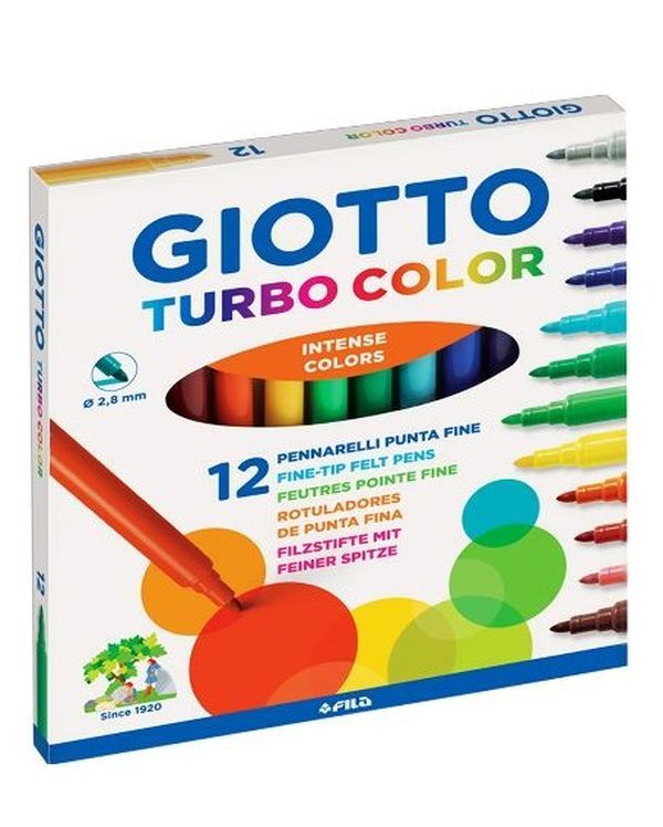 GIOTTO Turbo Color 12 Pennarelli A Punta Fine Colore Intenso