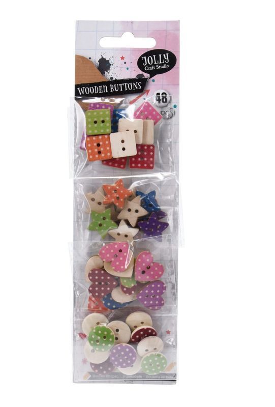  Set De Bricolage En Bois Boutons 48 Pièces 