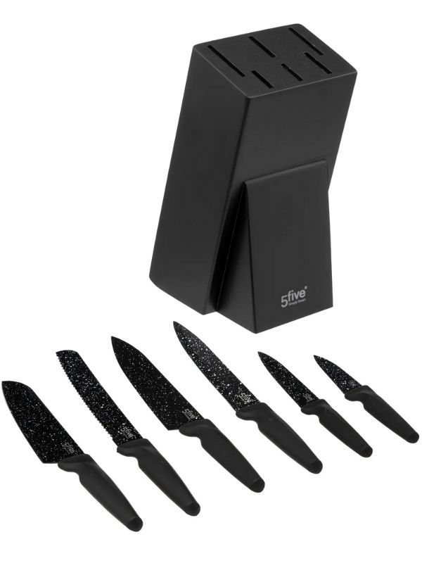 Bloc De Cuisine Avec 6 Couteaux De Caractère 34X12.5Cm