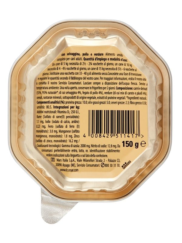 CESAR Pâté En Gelée Gibier, Poulet Et Légumes 150G