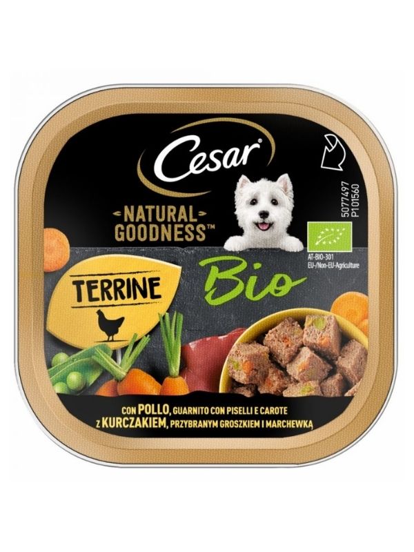 CESAR Terrine Bio Paté Poulet, Petits Pois Et Carottes 100G